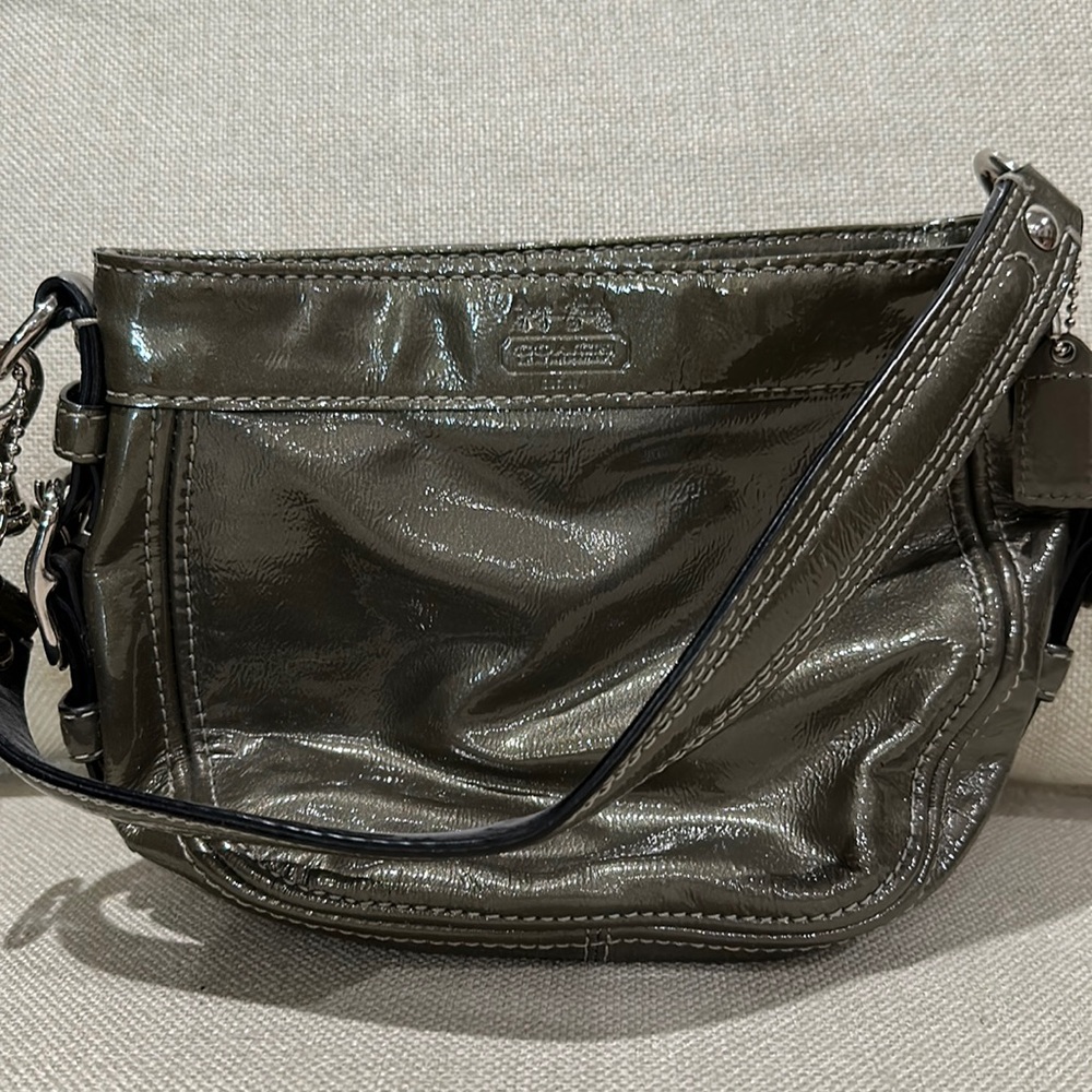 Patent Gray small Coach purse